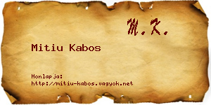 Mitiu Kabos névjegykártya